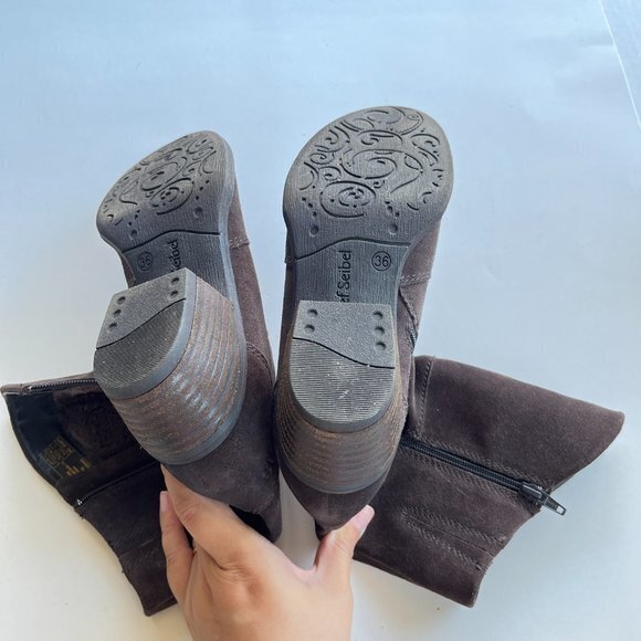 Josef Seibel Brown‎ Suede Side Zipped Riding Boots Womens Size 36 US Sz 6 Heeled - Picture 8 of 8